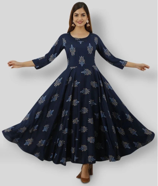 Lee Moda - Blue Rayon Womens Anarkali Kurti ( Pack of 1 ) - XXL