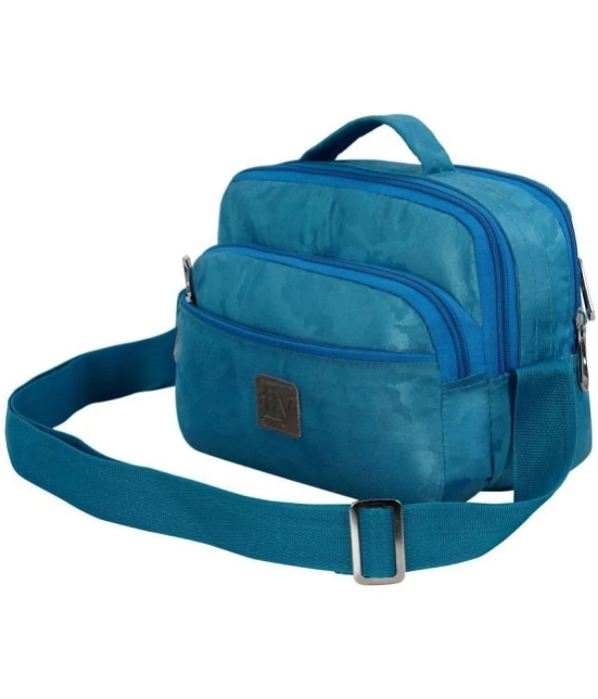 Leather World Blue Solid Messenger Bag - Blue