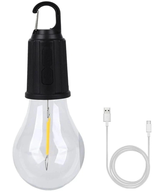 Rechargeable USB Hanging Light Bulb consumes low power and has two dimming modes. - Black