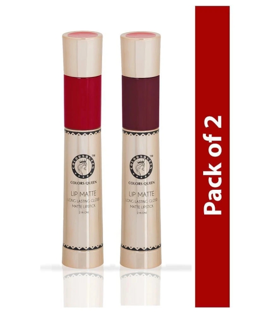 COLORS QUEEN 2 In 1 Matte Lip Gloss and Lipstick (Combo of 2)