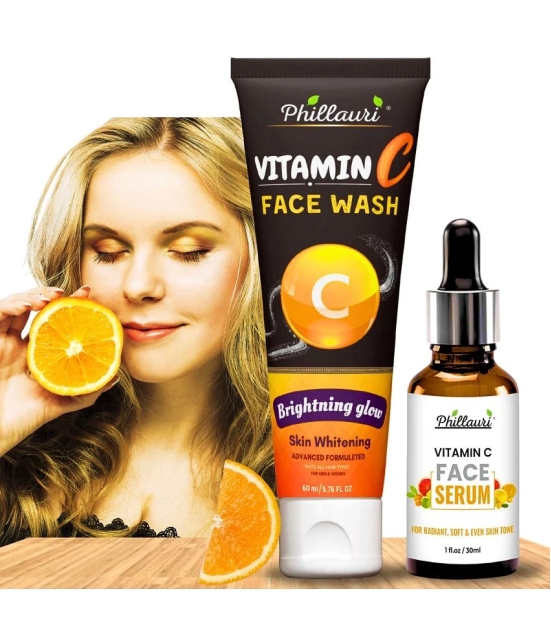 Natural Glowing Beauty With Vitamin C Serum and Facewash for Brightening Face for All Typ of Skin Care Combo(30ml +60ml)