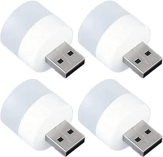 Aufkart Plug in LED Night Light Mini USB LED Light Flexible USB LED Ambient Light Mini USB LED Light, LED Portable car Bulb, Indoor, Outdoor, Reading, Sleep (4 pcs)