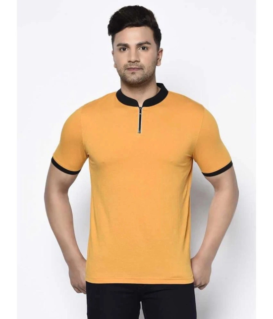 Glito - Mustard Cotton Blend Regular Fit Mens T-Shirt ( Pack of 1 ) - None