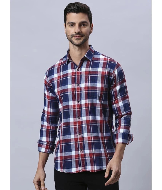 HJ HASASI 100% Cotton Regular Fit Checks Full Sleeves Mens Casual Shirt - Navy Blue ( Pack of 1 ) - None