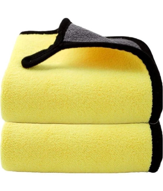 Auto Hub Yellow 800 GSM Microfiber Cloth For Automobile ( Pack of 2 )