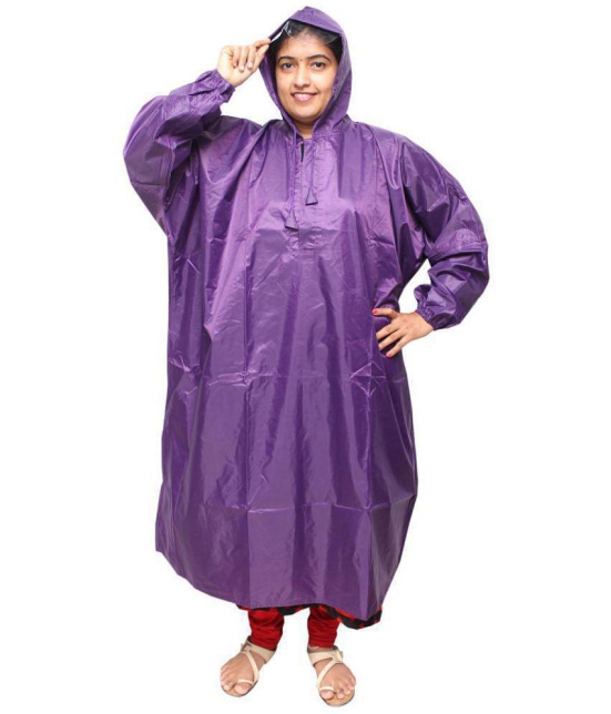 Goodluck Nylon Long Raincoat - Purple - None