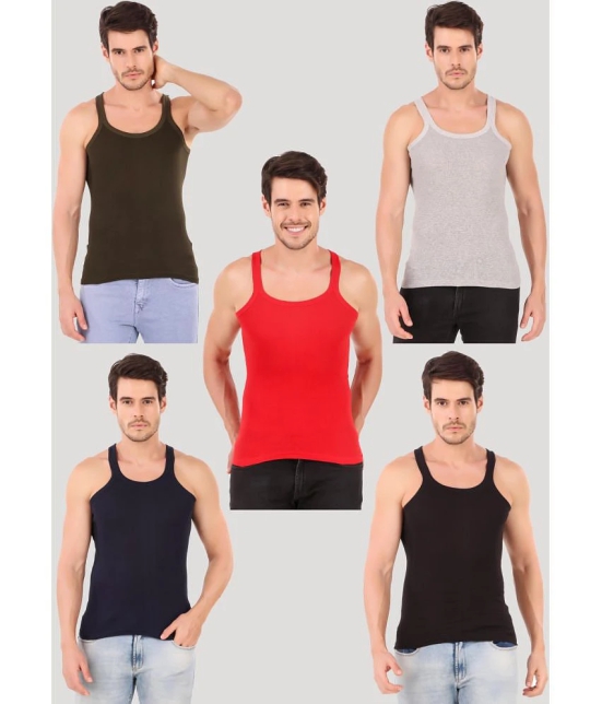 Hap Kings - Multi Cotton Men''s Vest ( Pack of 5 ) - None