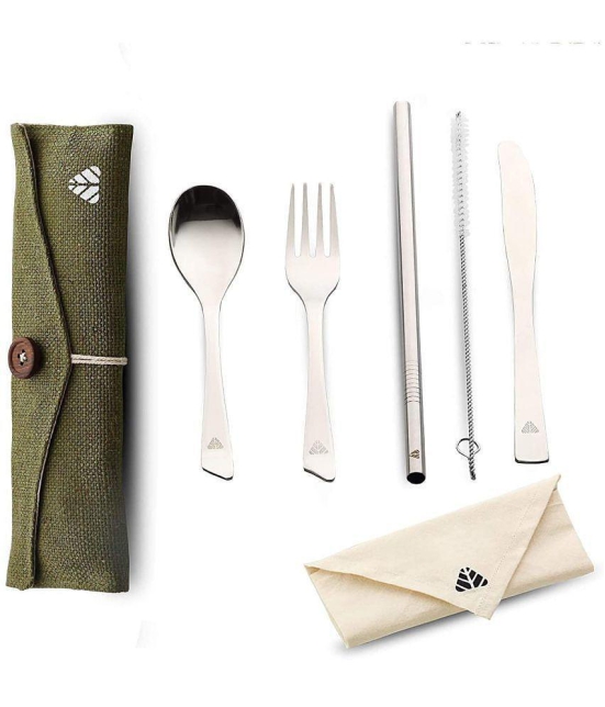 Rusabl - Dark Green Stainless Steel Cutlery Set ( Pack of 1 ) - Dark Green