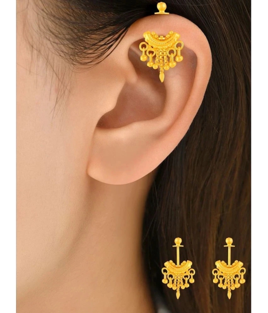 LUV FASHION Golden Threader Earrings ( Pack of 1 ) - Golden