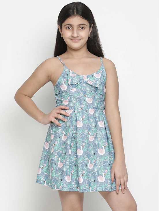 Oxolloxo Girls Blue & Off White Satin Dress