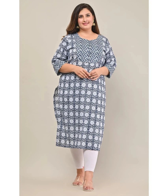 Swasti - Blue 100% Cotton Womens Straight Kurti ( Pack of 1 ) - None