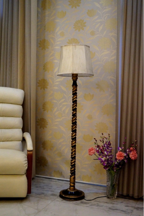 Classic Floor Lamp Cream & Brown with (Bulb Not Included)-Cream & Brown