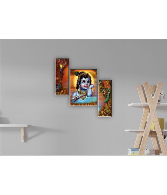 Saf krishna modern art Set of 3 MDF Painting Without Frame