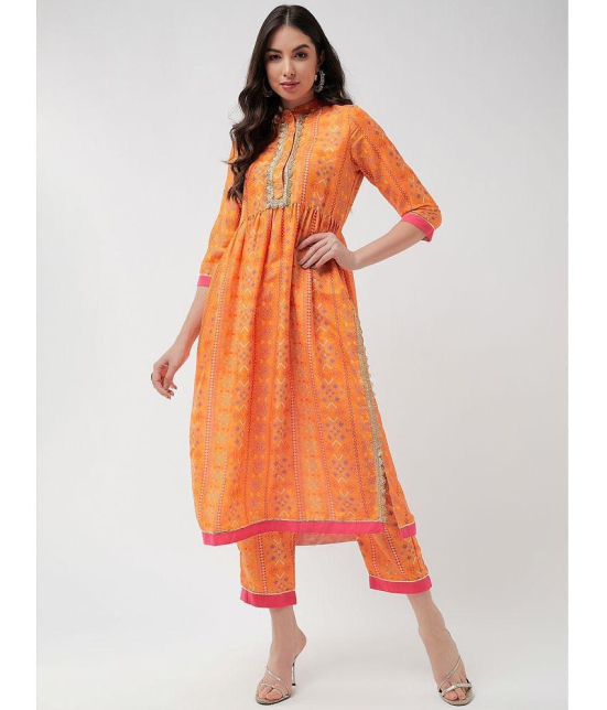 Pannkh - Orange Polyester Womens Nayra Kurti ( Pack of 1 ) - None