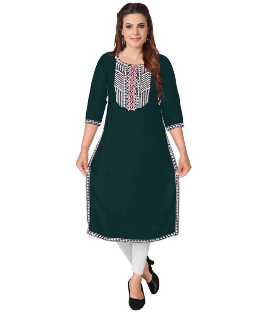 Kapadia - Green Rayon Womens Straight Kurti ( Pack of 1 ) - None