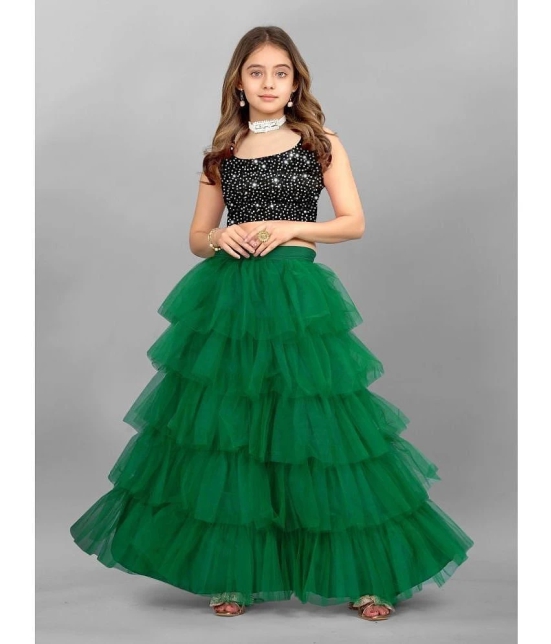 Apnisha - Green Net Girls Lehenga Choli Set ( Pack of 1 ) - None