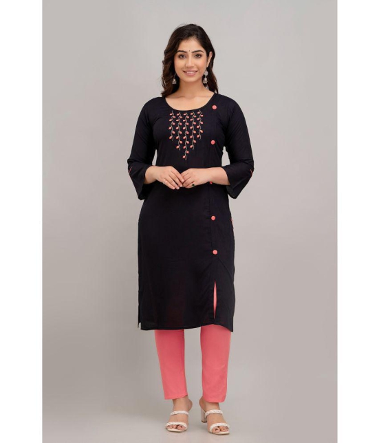 Kapadia - Black Rayon Womens Front Slit Kurti ( Pack of 1 ) - None