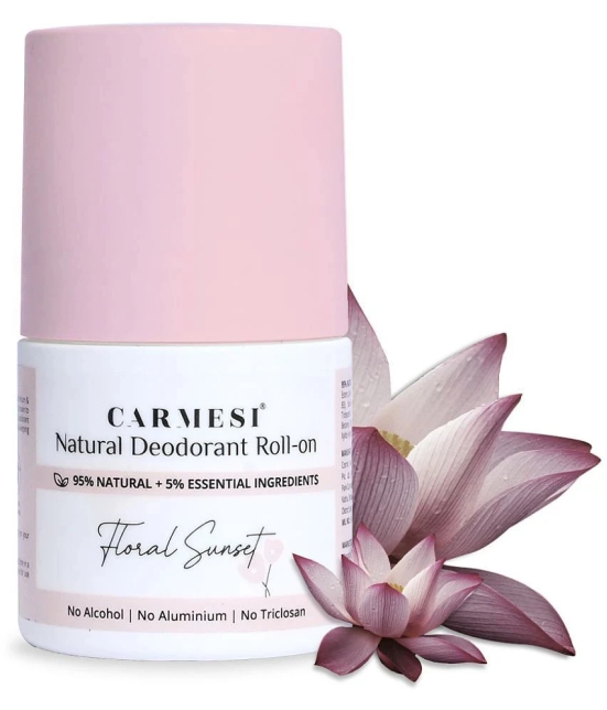 Carmesi Natural Deodorant Roll-on for Women | 95% Natural Ingredients | Controls Sweat & Odour All Day | No Aluminium | No Triclosan Floral Sunset | 50 ml