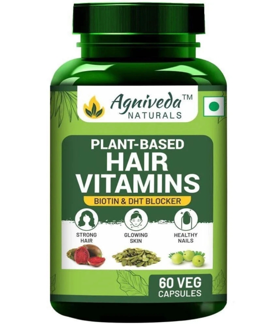 Agniveda Naturals Plant-Based Hair Vitamins Biotin, Dht Blocker, Promotes Hair Growth - 60 Veg Caps