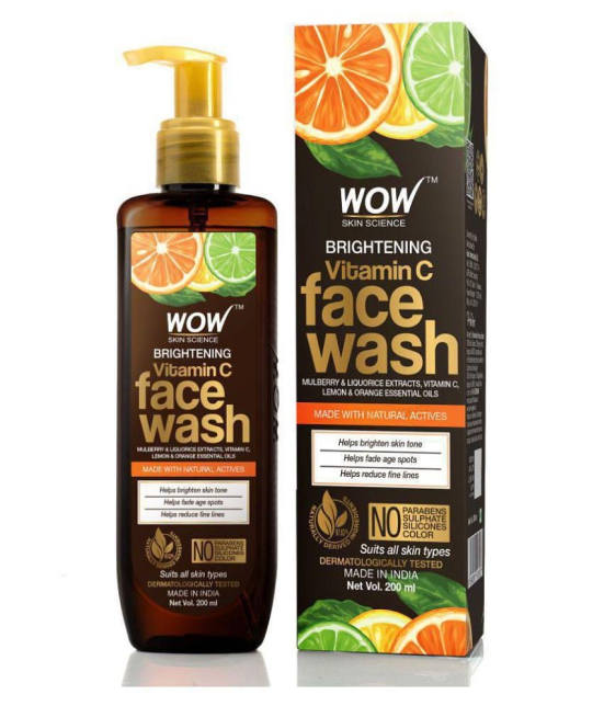 WOW Skin Science Brightening Vitamin C Face Wash --For Brightening Skin Tone - No Parabens, Sulphate, Silicones & Color - 200mL