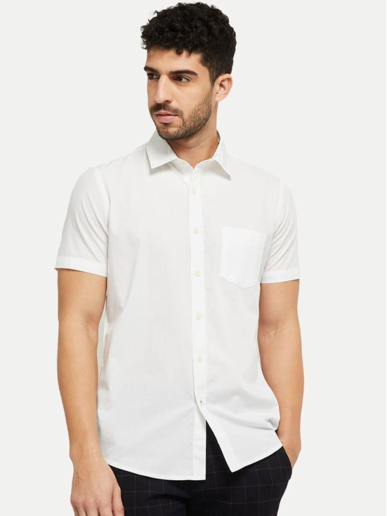 Men Solid White Cotton formal Shirt