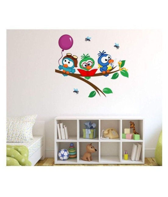 Asmi Collection Cute Birds on a Tree Branch Nature Sticker ( 70 x 80 cms )