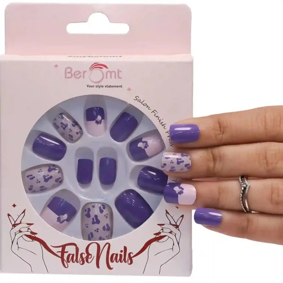 PRINTED BUTTERFLY NAILS- (NAIL KIT INCLUDED)-Violet