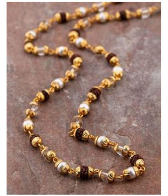 PAYSTORE Rudraksha Crystal Pearl Combination Mala With Golden Cap For Men / Women - None