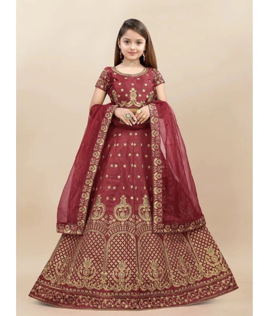 Apnisha Maroon Silk Girls Semi Stitched Lehenga Choli Set ( Pack of 1 ) - None