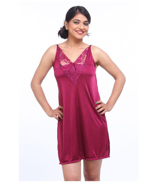 Fasense Satin Night Dress - Pink - L