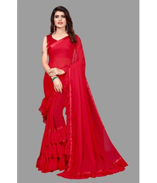 Apnisha - Maroon Georgette Saree With Blouse Piece ( Pack of 1 ) - Maroon