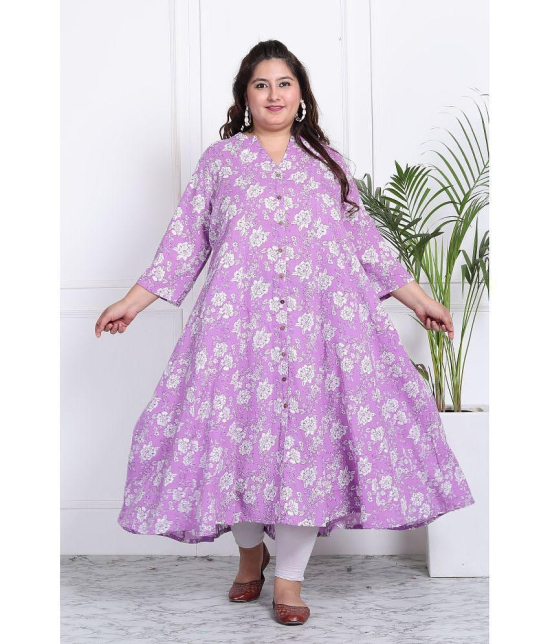 Swasti Cotton Blend Printed Front Slit Womens Kurti - Purple ( Pack of 1 ) - None