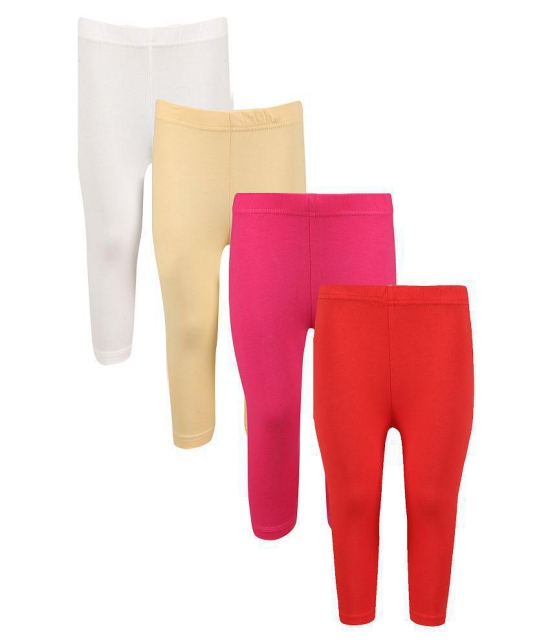 GREENWICH WHITE,BEIGE,FUCHSIA and RED GIRLS CAPRI LEGGINGS - PACK OF 4 - None