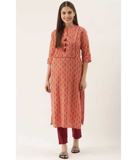 Rajnandini - Orange 100% Cotton Women's Straight Kurti ( Pack of 1 ) - None