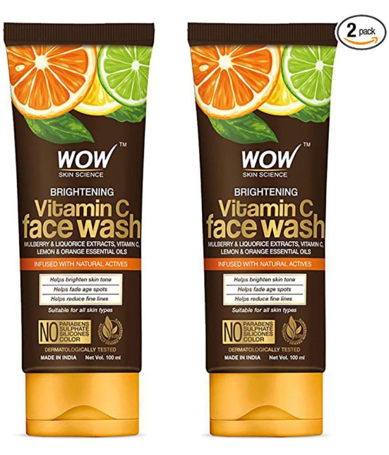 WOW Skin Science Brightening Vitamin C Face Wash - No Parabens, Sulphate, Silicones & Color - Pack of 2 - Net Vol 200mL