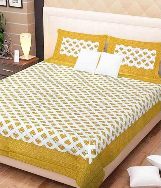 UniqChoice Jaipuri 100% Cotton Traditional Double Bed Sheet With 2 Pillow Cover