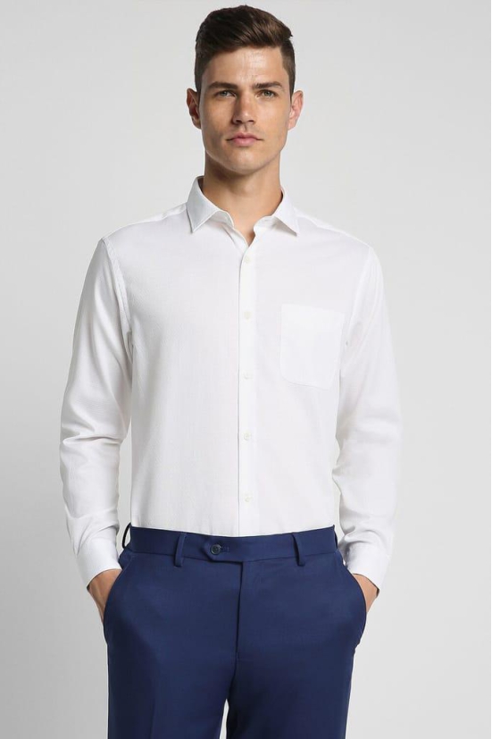 Men White Regular Fit Formal Full Sleeves Formal Shirt