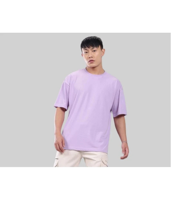 AKTIF Cotton Blend Oversized Fit Solid Half Sleeves Mens T-Shirt - Lavender ( Pack of 1 ) - None