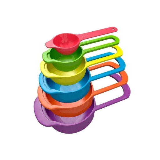 Pack Of_2 Plastic Colorful Measuring Spoon Measuring Cup(6 Pcs Set) (Color: Assorted) PID37267