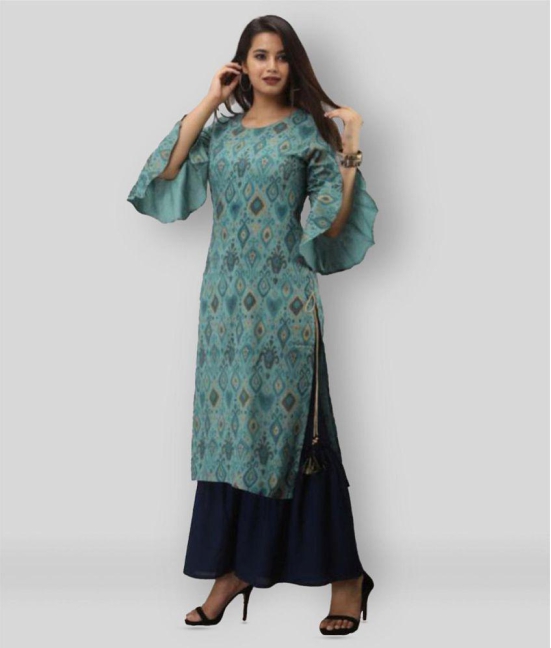 MAUKA - Turquoise Green Straight Rayon Womens Stitched Salwar Suit ( Pack of 1 ) - XL