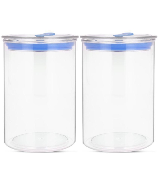 HomePro - Round Container | Airtight | Silicone Cap | Blue | Plastic Utility Container ( Set of 2 ) - 900 ml - Blue