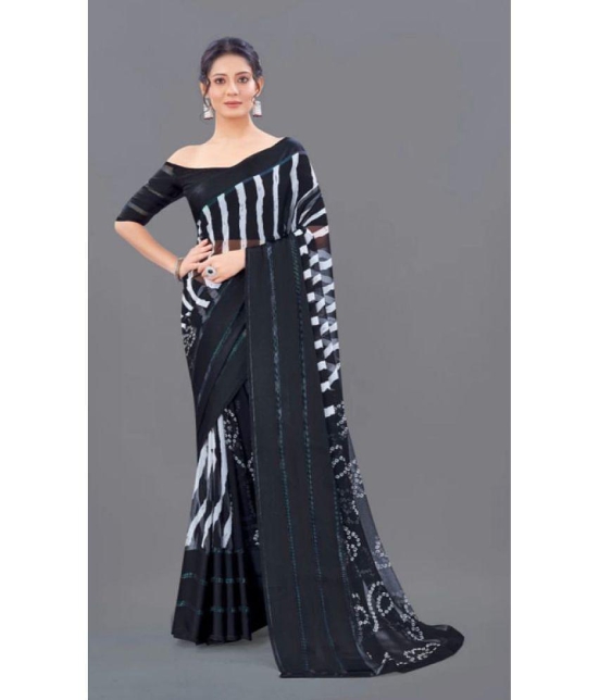 Sitanjali - Black Georgette Saree With Blouse Piece ( Pack of 1 ) - Black