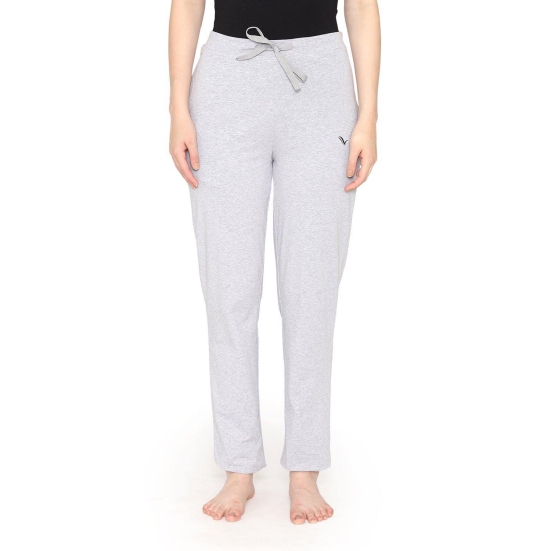 Vami Plain Cotton Rich Relax Lower For Women - Light Grey XXL