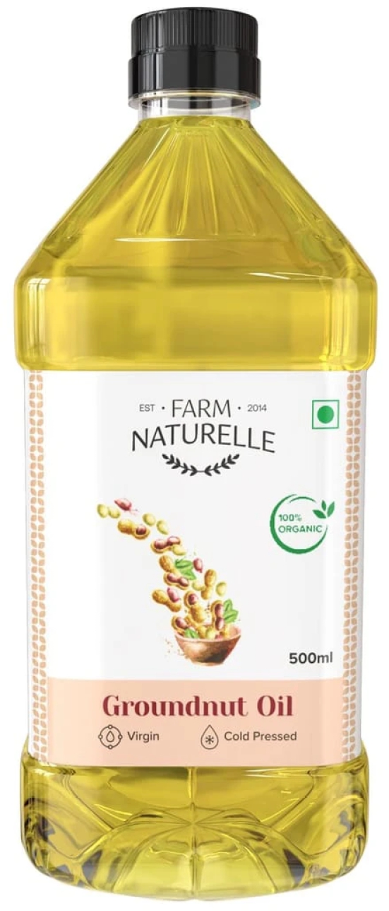 Farm Naturelle - Organic Ghani Cold Pressed Virgin Groundnut/Peanut Oil 500ml| 100% Natural, Pure & Wood Pressed Cooking Oil