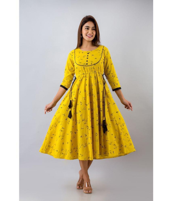 FabbibaPrints - Yellow Rayon Women's Anarkali Kurti ( Pack of 1 ) - None