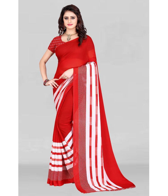 LEELAVATI - Red Georgette Saree With Blouse Piece ( Pack of 1 ) - Red