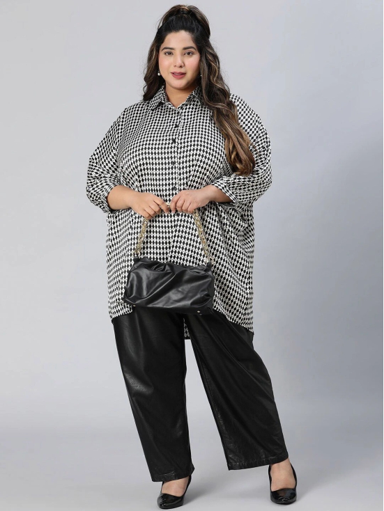 Oxolloxo Plus Size Relaxed Boxy Gingham Checked Casual Shirt