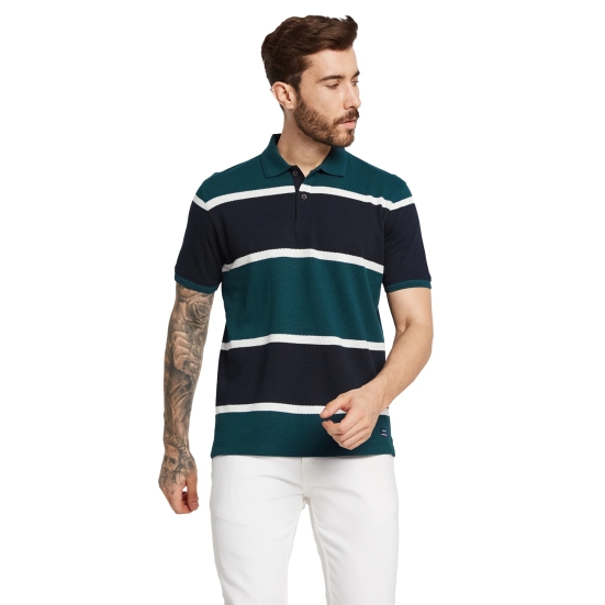 Octave Men Colourblocked Polo Collar Pure Cotton T-Shirt