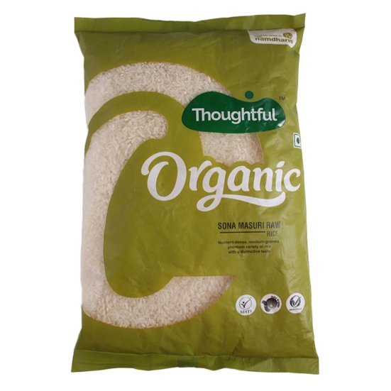 Namdhari Organic Thoughtful Organic Sona Masuri Raw Rice, 1 Kg