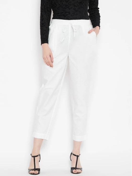 Women White Relaxed Peg Trousers